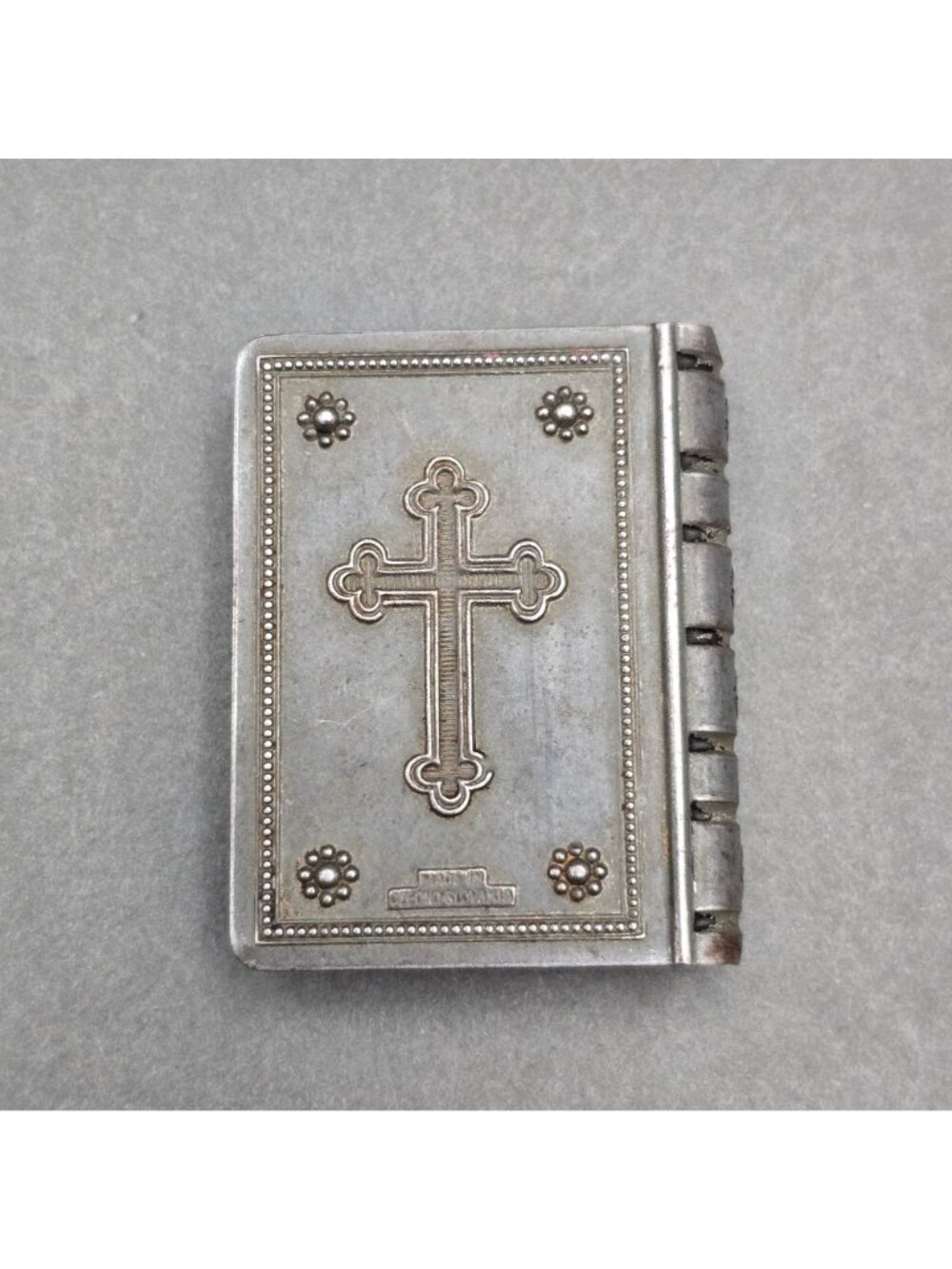 Vintage Book Rosary Case Saint Therese Czech Silver Plated Metal Locket Box - Picture 4 of 15